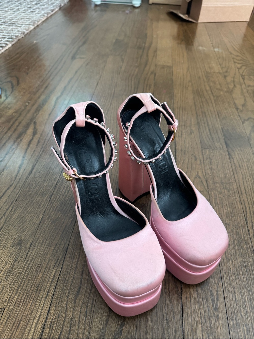 Versace Pink Platform Ankle-Strap Heels